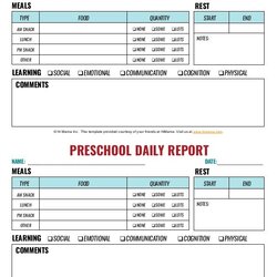 Super Preschool Daily Sheet Report Template Reports Upcoming