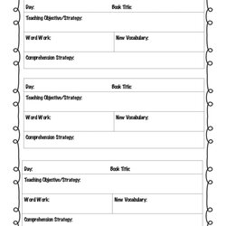 Preschool Daily Report Template Lesson Plan Weekly Reading Guided Planner Printable Math Language Templates