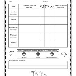 Preschool Weekly Report Template Daily Progress Print Big