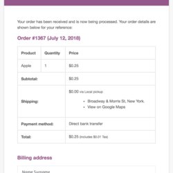 Superb Order Confirmation Email Template Examples Sender Shipping Form Customer Simple Payment Tabular