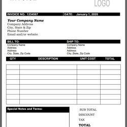 Invoice Template Printable Business Form Editable Receipt Instant