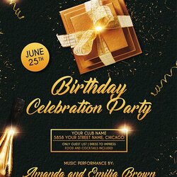 Superior The Birthday Celebration Party Flyer Is Shown With Gold Confetti And Template Poster Templates