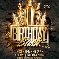 Download Top Birthday Flyer Templates Collection On Bash Gold Template Party Poster Club Celebration Event
