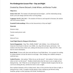 Terrific Preschool Lesson Plan Template Free Word Documents Download Kindergarten Night Templates Printable