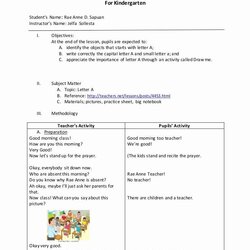Superb Kindergarten Lesson Plan Template Awesome Detailed In Filipino Subject