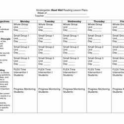 Matchless Lesson Plans Template For Kindergarten Best Of Plan