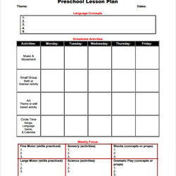 Sublime Free Sample Preschool Lesson Plan Templates In Google Docs Ms Blank Template Word Formats Pages