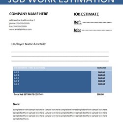 Sublime Job Estimate Templates Free Word Template Work Estimation Blank Quote Construction Printable Quotes