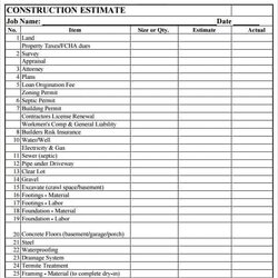 Construction Estimate Templates Free Quotation Roofing Remodeling Contract Estimation Checklist Contractor