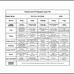 Lesson Plan Template Preschool Excel Word Format Inspirational Free Of