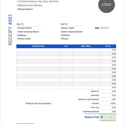 Terrific Free Receipt Templates Download For Microsoft Word Excel And Invoice Sales Receipts Invoices Sheet