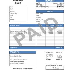 Great Printable Payment Receipt Template Service