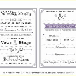 Fine Elegant Microsoft Word Wedding Program Template One Page Inside Templates Programs Printable Event