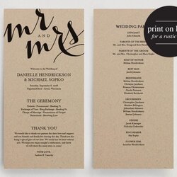 Fantastic Wedding Program Printable Template