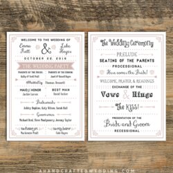 Terrific Wedding Program Template Handcrafted Choose Board Programs