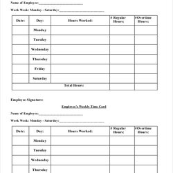 Eminent Printable Time Card Template Free Word Excel Documents Download Templates Employee Samples Sheets