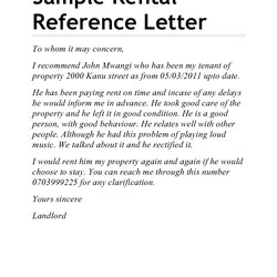 Amazing Rental Reference Letters For Tenants Landlords Letter Kb