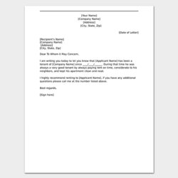 Champion Personal Reference Letter Sample For Apartment Your Needs Tenant Recommendation Accountant Example