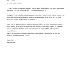 Fantastic Personal Reference For Rental Application Example Tenants Letter