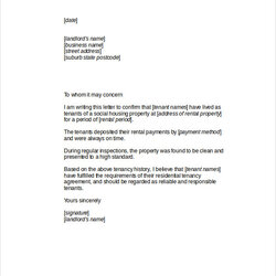 Free Sample Tenant Recommendation Letter Templates In Ms Word Format