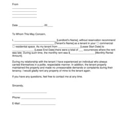 The Highest Standard Free Landlord Recommendation Letter For Tenant With Samples