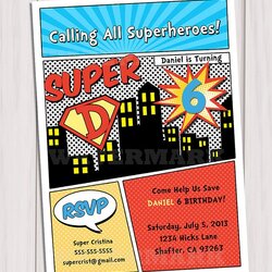 Superhero Birthday Party Invitation Personalized Printable Superheroes Invitations
