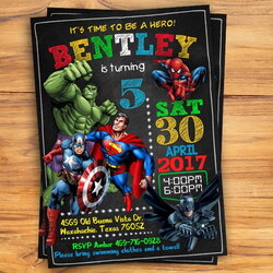 Worthy Free Printable Chalkboard Superhero Invitation Template Os Super Avengers Birthday Invitations