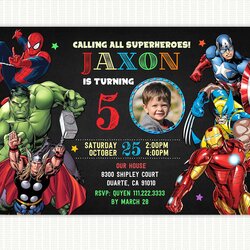 Outstanding Superhero Birthday Invitation With Photo Perfect Party Prints Superheroes Preview