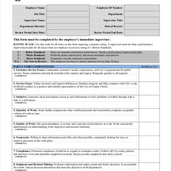 Superlative Free Sample Employee Performance Review Forms In Ms Word Form