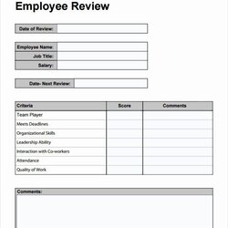 Excellent Employee Performance Review Template Word Beautiful