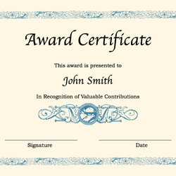 Sublime Blank Certificate For Word Templates At In Microsoft Award Template