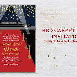 Fine Red Carpet Prom Invitation Templates Creative Market