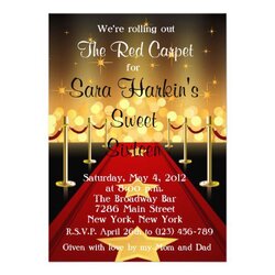 Admirable Red Carpet Invitations Templates Hollywood Sweet Invite Birthday Invitation Announcements