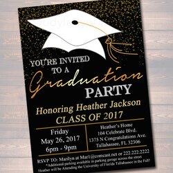 Editable Graduation Party Invitation High School Wording Invite Sold Version