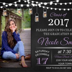 Cool Editable Graduation Invitation High School College Announcements Invites Mason
