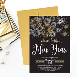 Outstanding New Eve Party Invitation Template Elegant Black