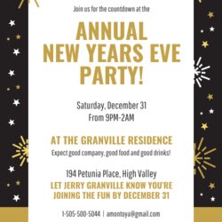 Golden New Years Eve Invitation Invite