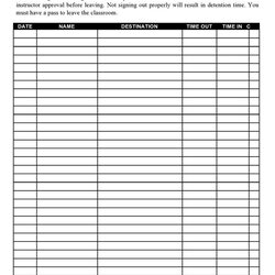 Splendid Printable Sign In Out Sheets Best Templates