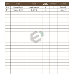Printable Basic Equipment Sign Out Free Excel Templates