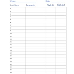 Eminent Sign Out Sheet Template Excel Visitor Potluck Excellent In