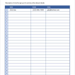 Super Sign Up Sheet Template Professional Word Templates Forms Simple