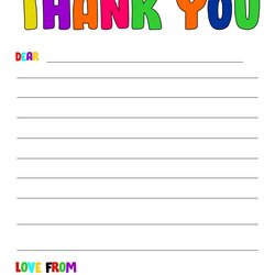 Outstanding Printable Thank You Letter Template Templates Writing Paper For Kids