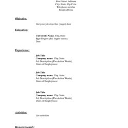 Resume Template Printable Forms Format Basic Simple Blank Sample Job Templates Chronological Example Word
