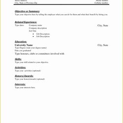 Fine Free Job Resume Template Of Basic Blank Builder