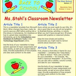 Preeminent Free Teacher Newsletter Templates Word Of Classroom Template Newsletters Docs Download For
