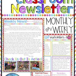 Spiffing Elementary School Newsletter Template Templates Editable Parents Classroom Happening Simple Families