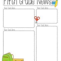 Legit Printable Worksheet For Fifth Grade News With Scissors Books And Newsletter Editable Template Teacher
