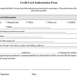 Marvelous Authorization To Charge Credit Card Template Form Templates Download With