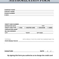 Brilliant Credit Card Authorization Form