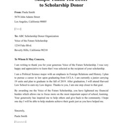 Superior Sample Thank You Letter To Scholarship Donor Download Printable Scholarships Template Print Big